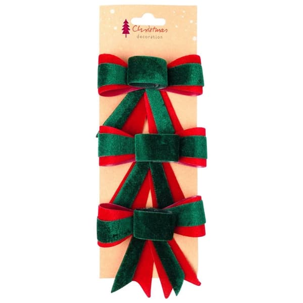 Dekorativ jul sammetsrosett 10,5x11 cm 3 st.