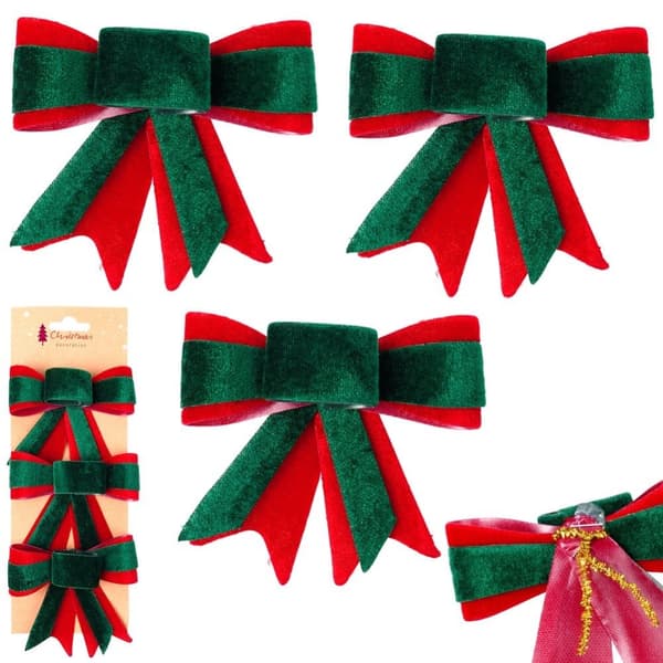 Dekorativ jul sammetsrosett 10,5x11 cm 3 st.