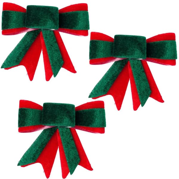 Dekorativ jul sammetsrosett 10,5x11 cm 3 st.