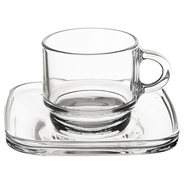 Glaskopp med fat 75 ml 6 st.