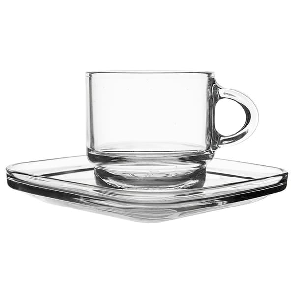 Glaskopp med fat 75 ml 6 st.