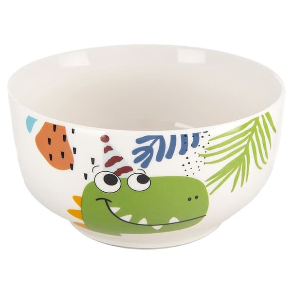Barnmugg med skål, porslinsdinosaurie, 2 st.