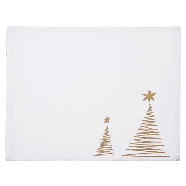 Bordmatte i bomull, julehvit, JULETRE 33,5x26 cm