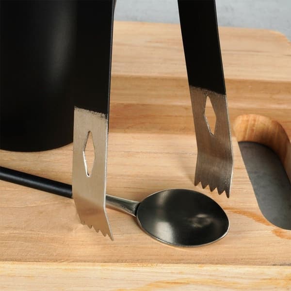 Barsett med shaker, stål, sort, 5 stk.