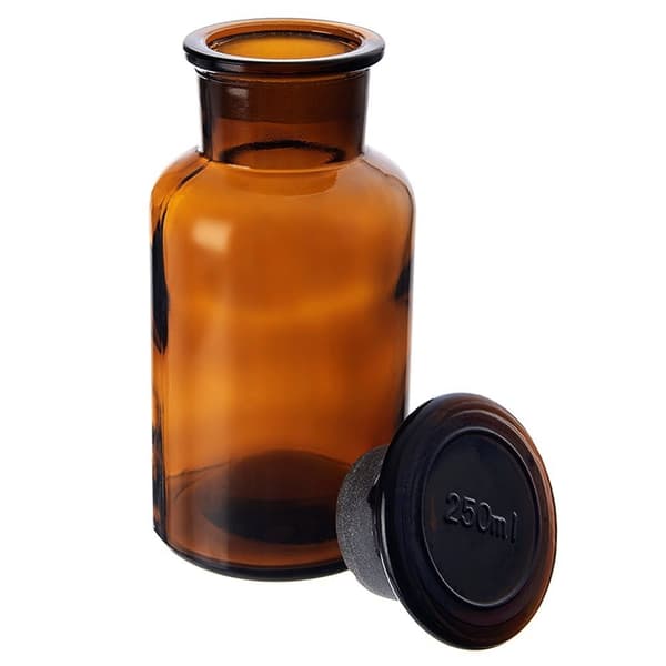 Brun matbehållare i glas med vidhalsad kork 250 ml