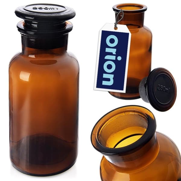 Brun matbehållare i glas med vidhalsad kork 250 ml