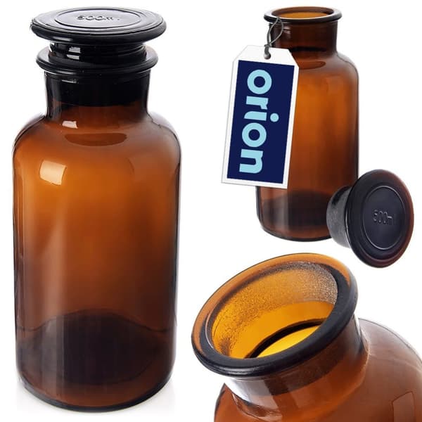 Ruskea lasinen ruokasäiliö leveäkaulakorkilla 500 ml