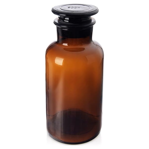 Ruskea lasinen ruokasäiliö leveäkaulakorkilla 500 ml