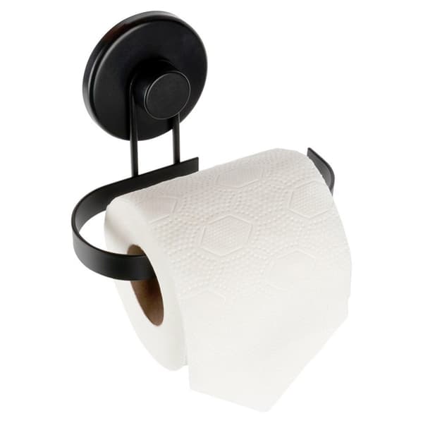 Toiletpapirholder i sort metal med sugekop