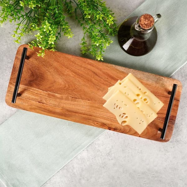 Serveringsbakke i træ med hanke 40x15,5 cm