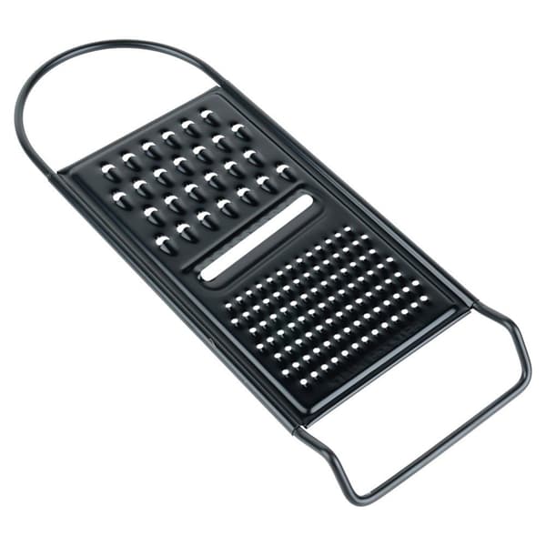 Kjøkkenhøvel, stål, sort, flat, 3 kniver, 28,5 cm