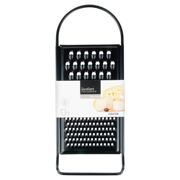 Kjøkkenhøvel, stål, sort, flat, 3 kniver, 28,5 cm