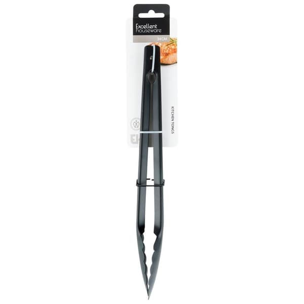 Køkkentang stål sort 31 cm
