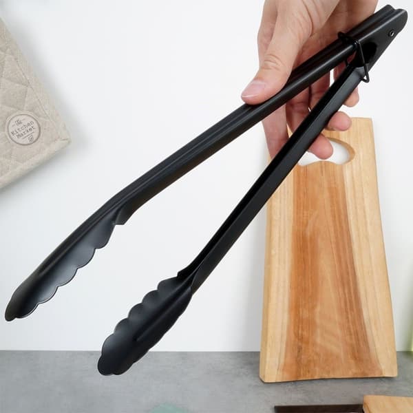 Køkkentang stål sort 31 cm