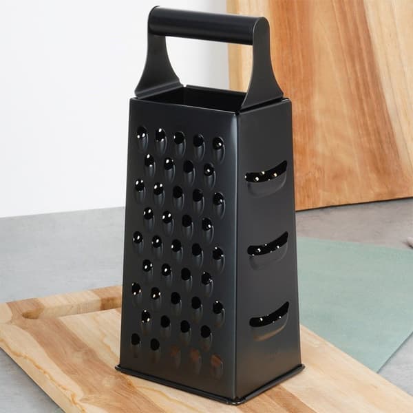 Køkken rivejern, stål, sort, 4-sidet, 25 cm