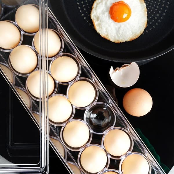 Eggbeholder med lokk til 14 egg