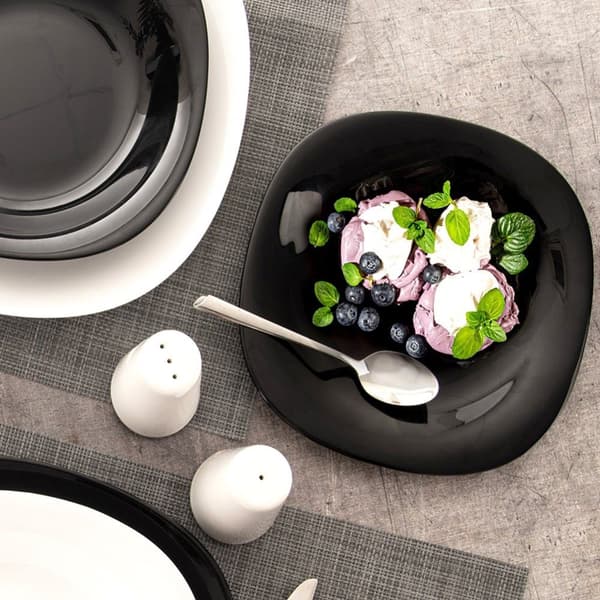 Desserttallerken glass sort LUNA 20,5x20,5x1,8 cm
