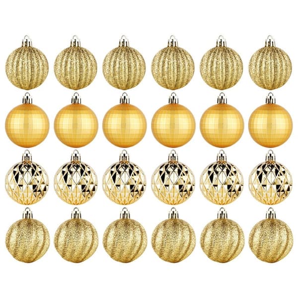 Sprængsikre julekugler guld 5 cm 24 stk.