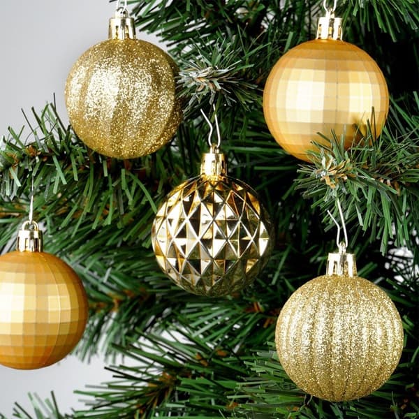 Sprængsikre julekugler guld 5 cm 24 stk.
