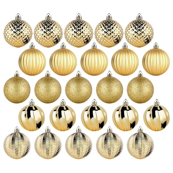 Sprængsikre julekugler guld 6 cm 25 stk.