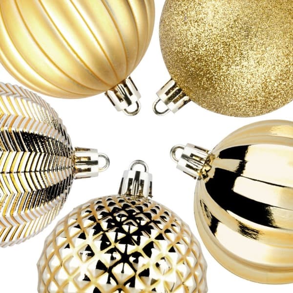 Sprængsikre julekugler guld 6 cm 25 stk.