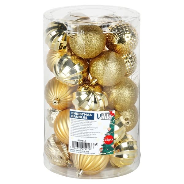 Sprængsikre julekugler guld 6 cm 25 stk.