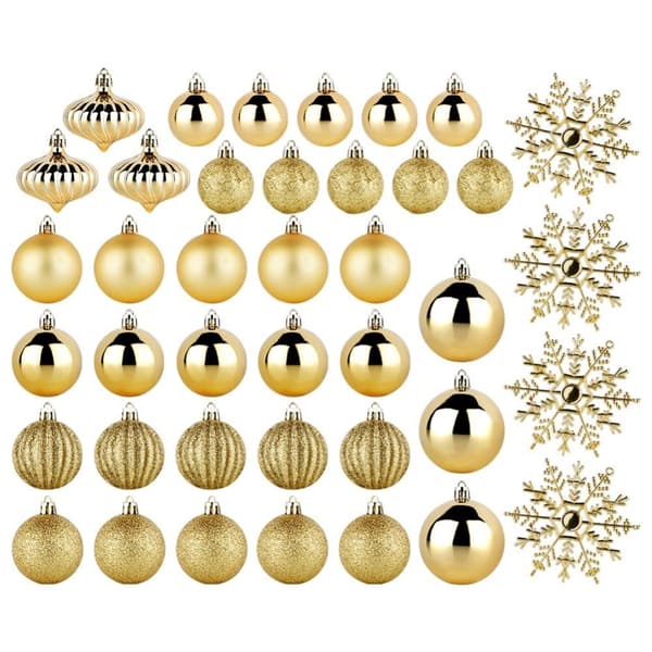 Sprängsäkra julgranskulor guld 4 / 5 / 6 / 10 cm 40 st.