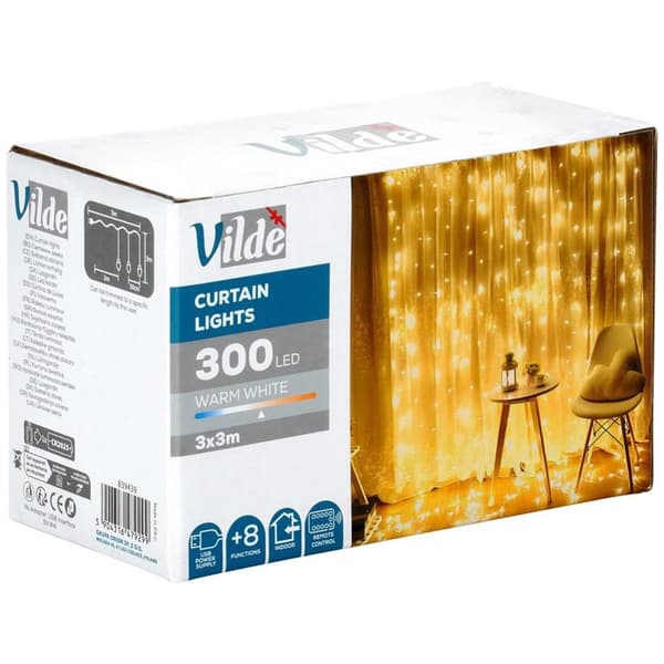 Valoverho kaukosäätimellä 300 LED 3 m
