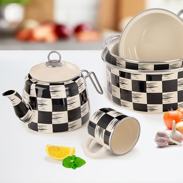 Emaljerad mugg RUTAD BOARD 400 ml