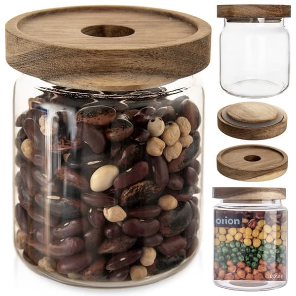 Glasbehållare för lösa produkter med lock och tätning 730 ml