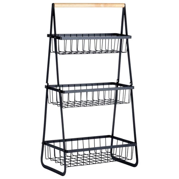 Fruktkorg metall svart 3-vånings