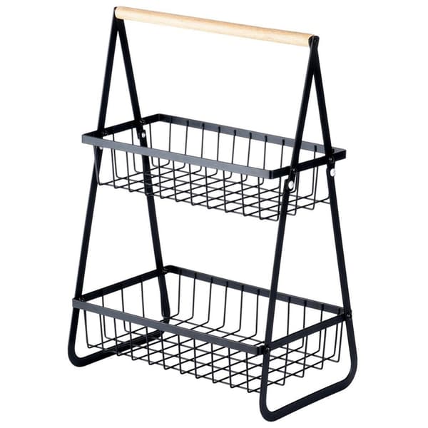 Fruktkorg metall svart 2-vånings