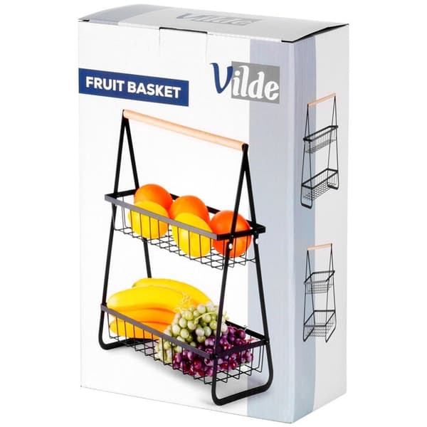 Fruktkorg metall svart 2-vånings