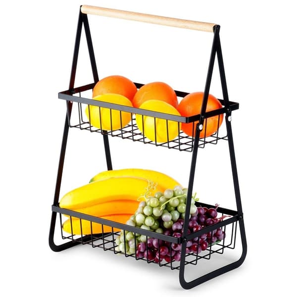 Fruktkorg metall svart 2-vånings