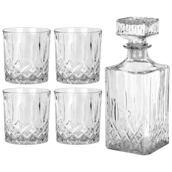 Karaffel og whiskyglass glass 900 ml + 4x300 ml 5 stk.