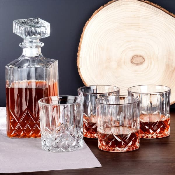 Karaffel og whiskyglass glass 900 ml + 4x300 ml 5 stk.