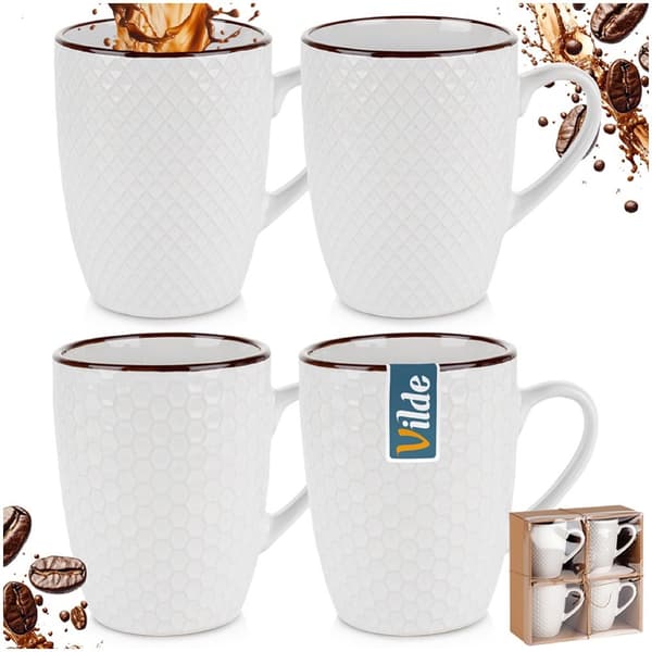 Keraamiset mukit valkoiset 400 ml 4 kpl.