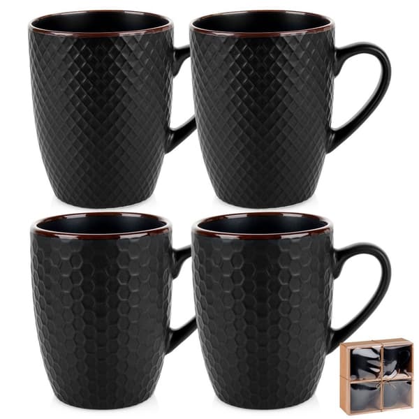 Mustat keraamiset mukit 400 ml 4 kpl.