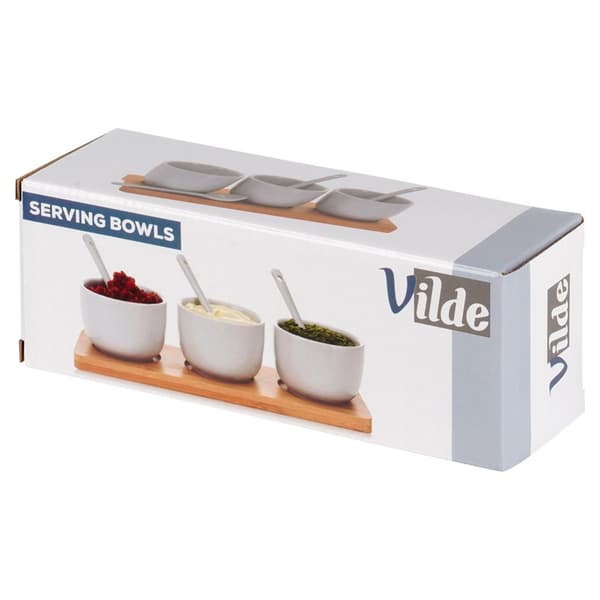 Snackboller med skjeer, keramikk, hvit, 90 ml, 7 stk.