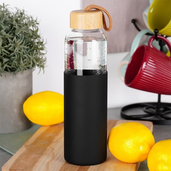Vattenflaska i glas med silikonskydd 500 ml
