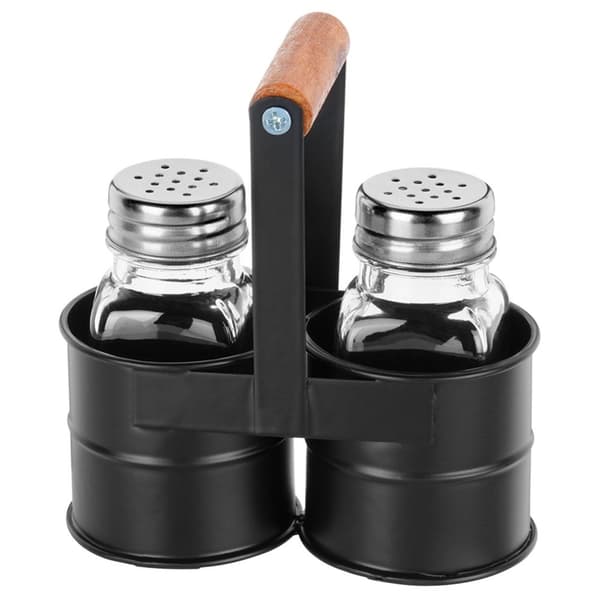 Salt og peber shakers med stativ, 3 stk
