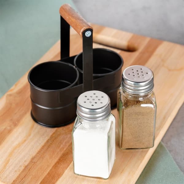 Salt og peber shakers med stativ, 3 stk