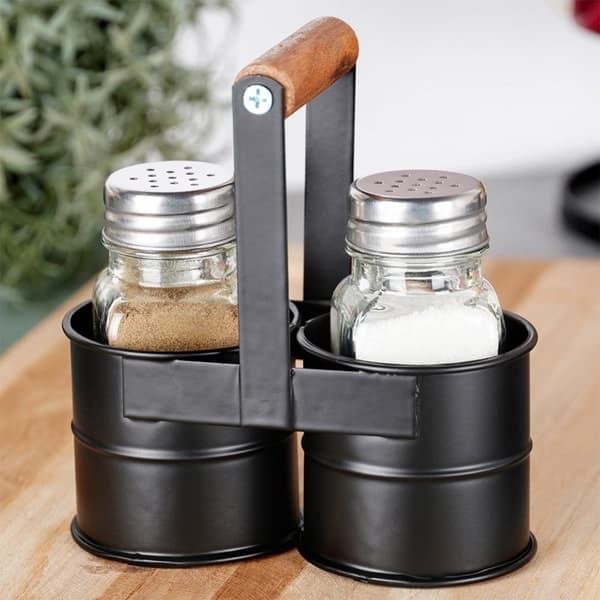 Salt og peber shakers med stativ, 3 stk
