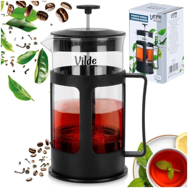 Kaffe- og testempelmaskin, glass, 1 l