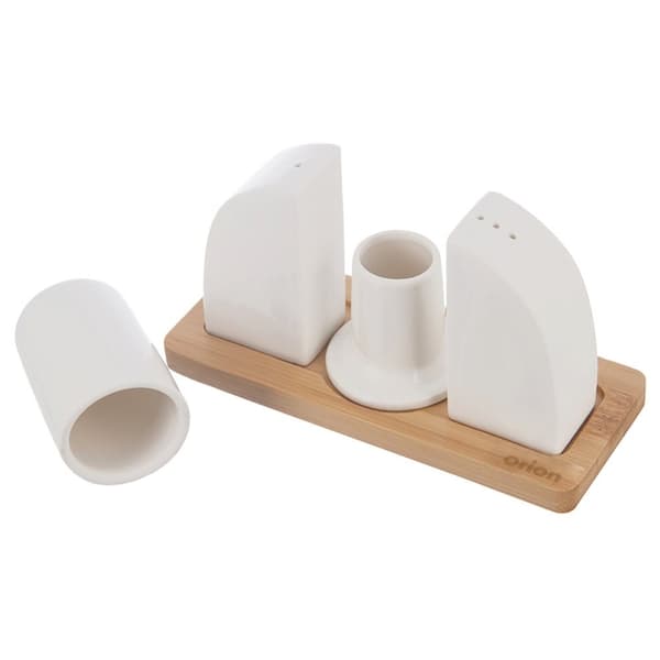 Porcelæns salt- og peberbøsser med stativ WHITELINE 4 stk.