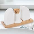 Miniatyrbillede 2 af 6: Porcelæns salt- og peberbøsser med stativ WHITELINE 4 stk.