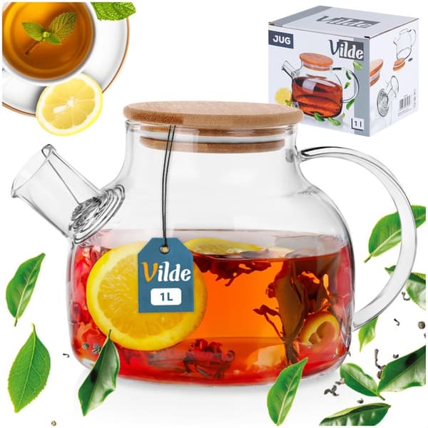 Kaffe- og tekande glas med si 1 l