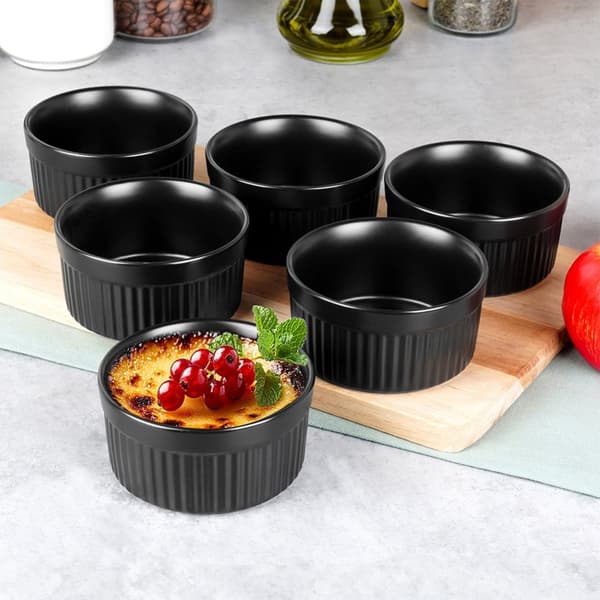 Keramiska bakskålar svarta 260 ml 6 st.