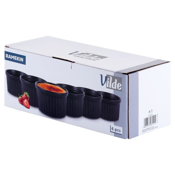 Keramiska bakskålar svarta 260 ml 6 st.