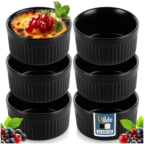 Keramiska bakskålar svarta 260 ml 6 st.
